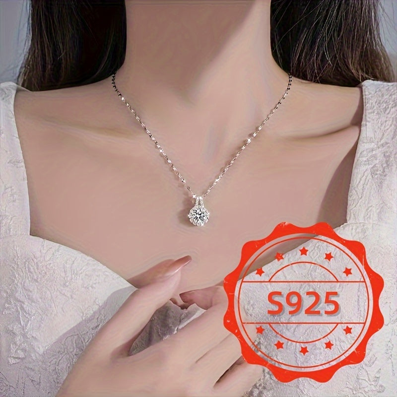 Elegant and luxurious, this S925 silver sunflower pendant necklace is perfect for women. Featuring synthetic cubic zirconia and a full drill flower design, it comes on a choker chain that is perfect for daily wear, parties, and dates. This necklace is a