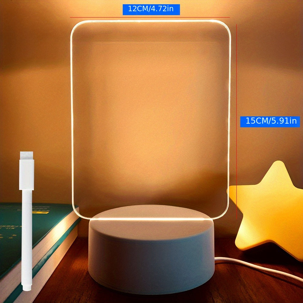 Creative LED night light with USB message board is a decorative holiday gift for girlfriend, complete with pen for customization.