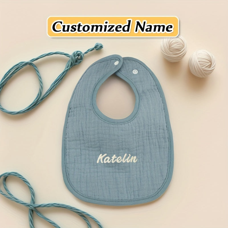 Set of four custom bibs with personalized names - made of soft, breathable, and highly absorbent material with adjustable snap closure. Perfect for newborns and makes a great gift for Christmas, New Year, or Halloween.