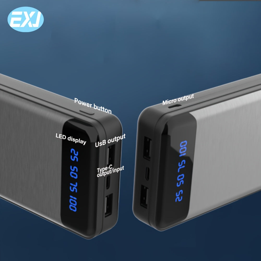 EXJ Power Bank с емкостью 20000Mah/10000Mah, быстрой зарядкой, цифровым дисплеем и совместимостью с моделями iPhone 13-16, iPad, Google, Samsung, Apple, LG и Huawei.