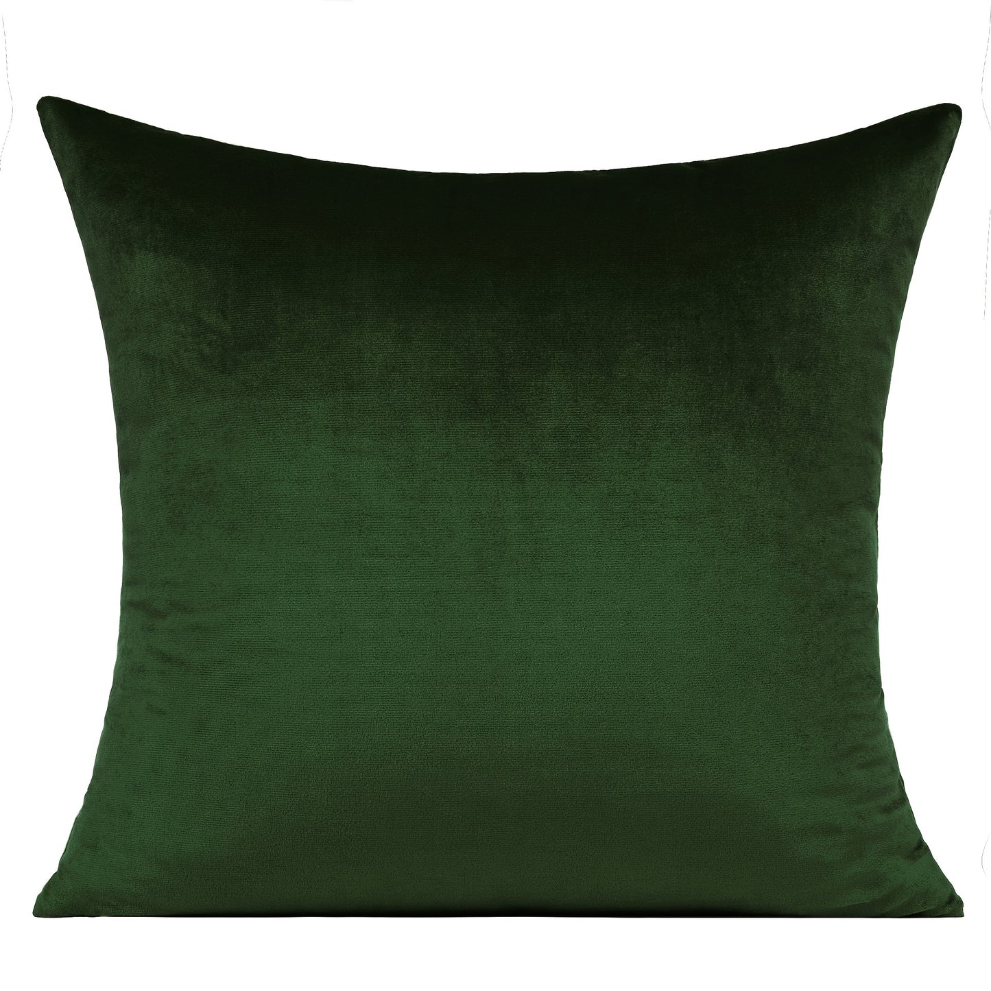 Dark green velvet throw pillow cover, 45.72x45.72 cm, zipper closure. Machine washable for sofa, couch, bedroom, office. Contemporary style.