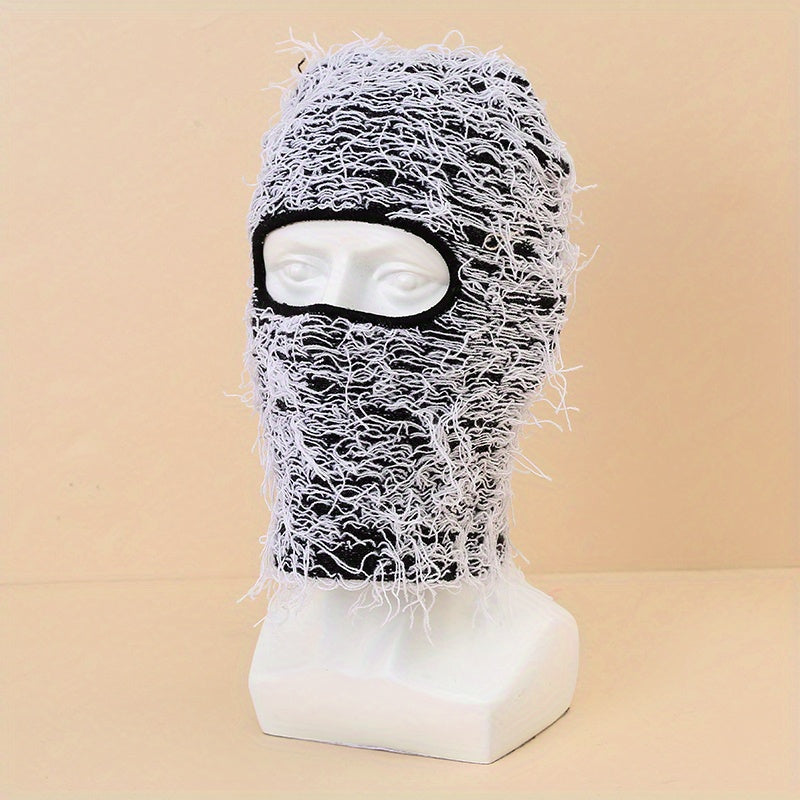 Trendy Tassel Ski Mask for Women & Men, Warm Knit Balaclava with Hip Hop Style, Elastic and Windproof