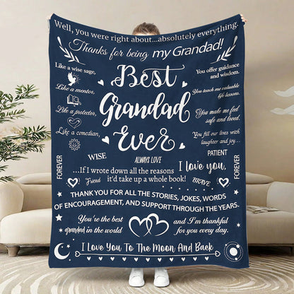 Soft and cozy throw blanket personalized with "Text Element 1pc" for Grandad, the best ever. The perfect birthday gift from his grandchildren.