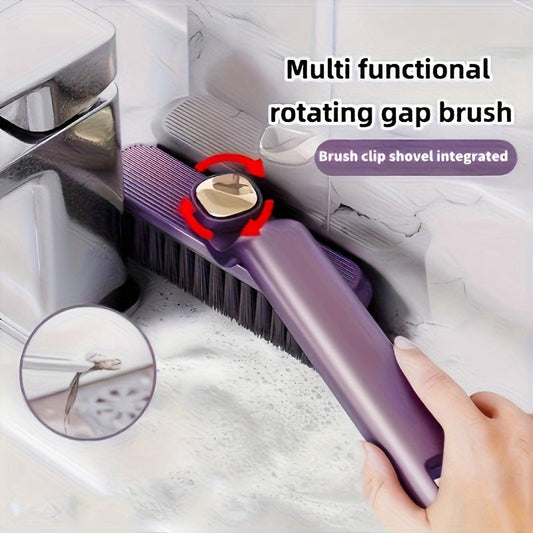 3-in-1 Multi-Functional Bathroom & Kitchen Tile Cleaning Brush with Rotating Crevice Brush - No Electricity Required