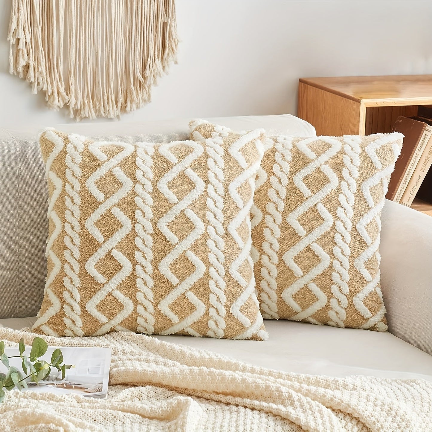 Soft plush geometric pattern throw pillow cover with a cozy and modern decorative cushion case featuring a zipper closure. Made of machine washable polyester in a blue and white herringbone design, perfect for use on the sofa or in the bedroom. Ideal for