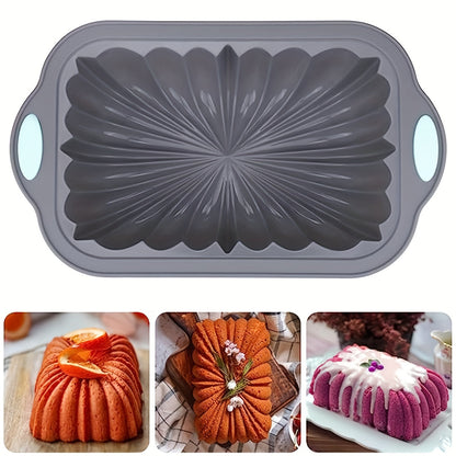 One Flower Rectangle Cake Pan (27.79cmx16.38cm) made of silicone for baking, a versatile tool for your kitchen. Perfect for baking cakes in the oven, this pan is a must-have for any home baker.