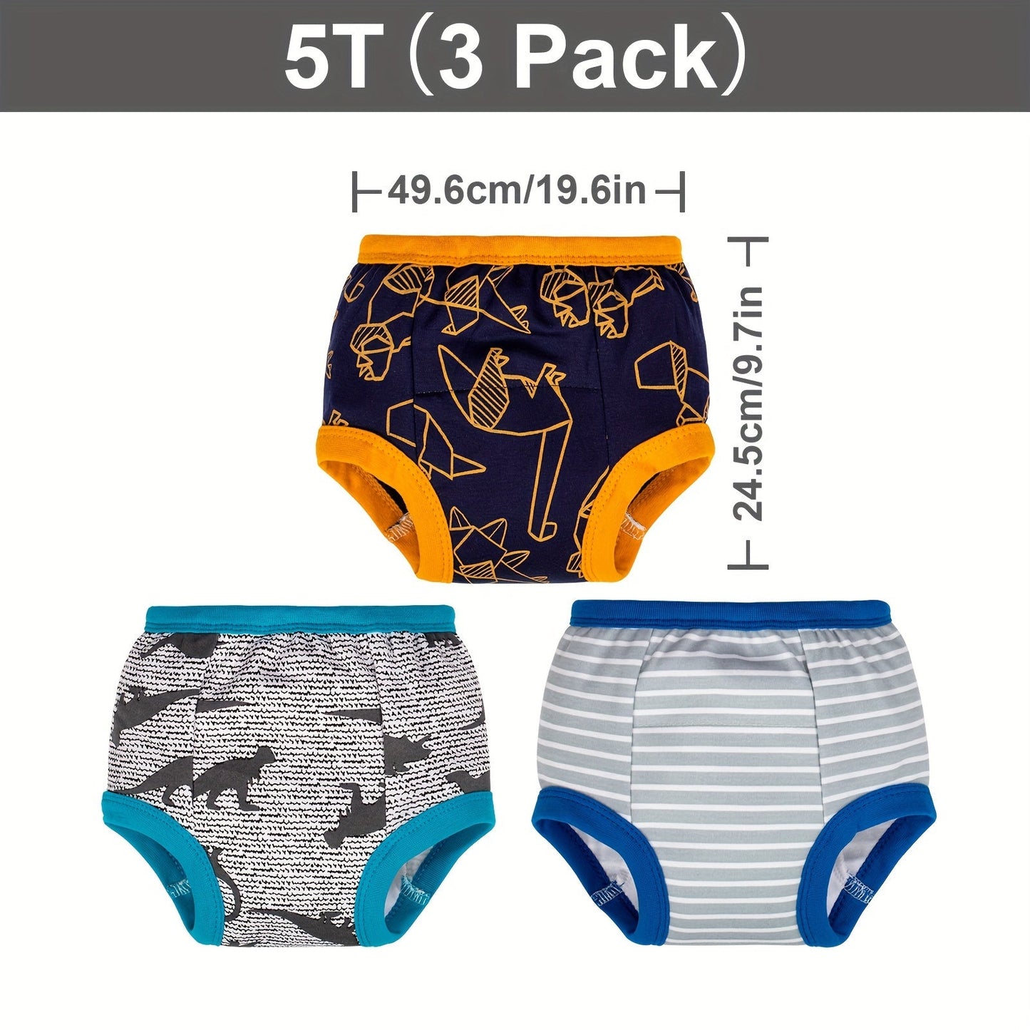 Set of 3 Cartoon Animal Diapers: Soft Training Pants with 6-Layer Washable Cloth Diaper, Perfect for Toilet Training. Made with Breathable Cotton Material, Ideal Gift for Christmas, Halloween, Thanksgiving, New Year's, and Valentine's Day.