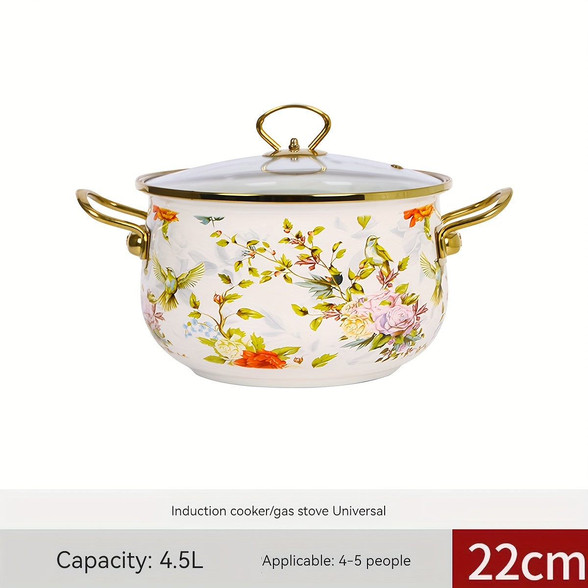 Premium Enamel Soup Pot featuring Dual Handles - Designed for High Temperatures, Spacious for Stewing & Boiling, Compatible with Gas and Electric Stoves, Ideal for Home and Restaurant Use in Kitchens