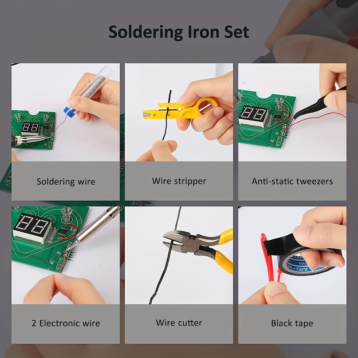 Australian Standard Digital Multimeter Display Adjustable Temperature Soldering Tool Set for DIY and Repair.