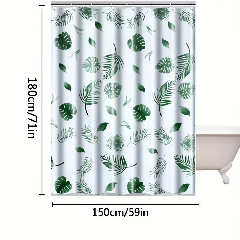 Durable tropical floral waterproof shower curtain with hooks, liner, and easy-clean design, ideal for Christmas decor.