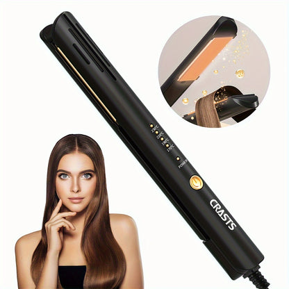 CRASTS Professional Hair Straightener & Curler with adjustable temperature settings, digital display, ergonomic design for smooth, frizz-free hair. Unisex styling tool.