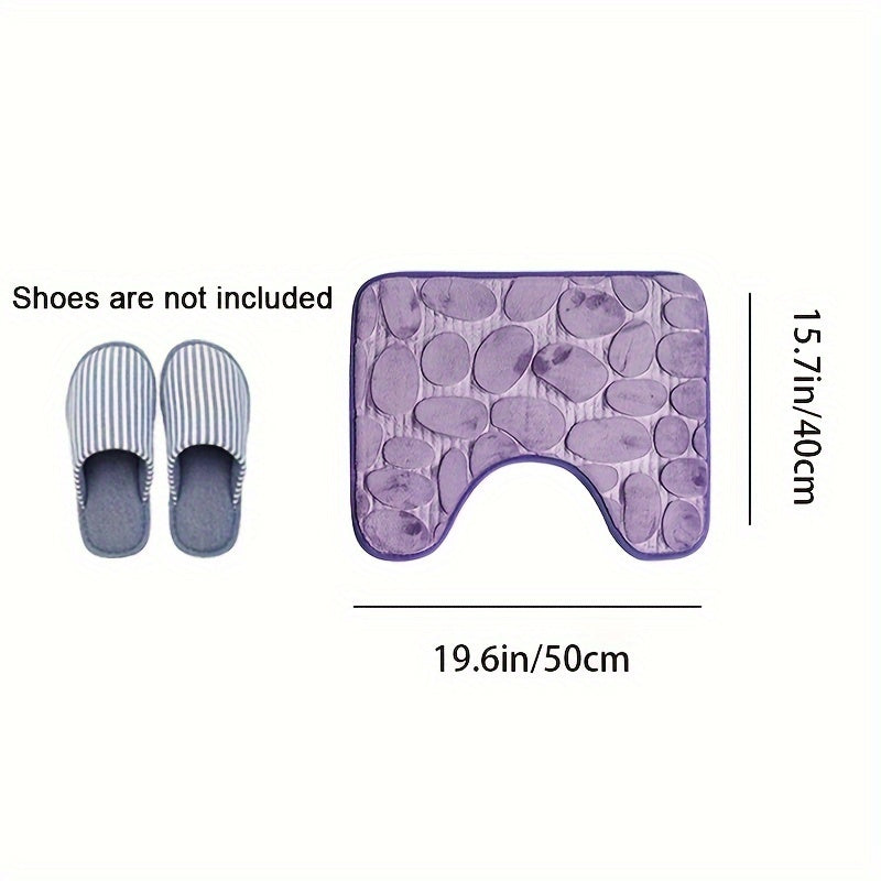 Collection of 1/3 Plush and Highly Absorbent Bath Mats, Including Non-Slip Rugs, U-Shaped Contour Mat, and Toilet Seat Cover. These Mats Feature a Beautiful Floral Embossed Design with Slip-Resistant Backing, Excellent Water Absorption Properties, and