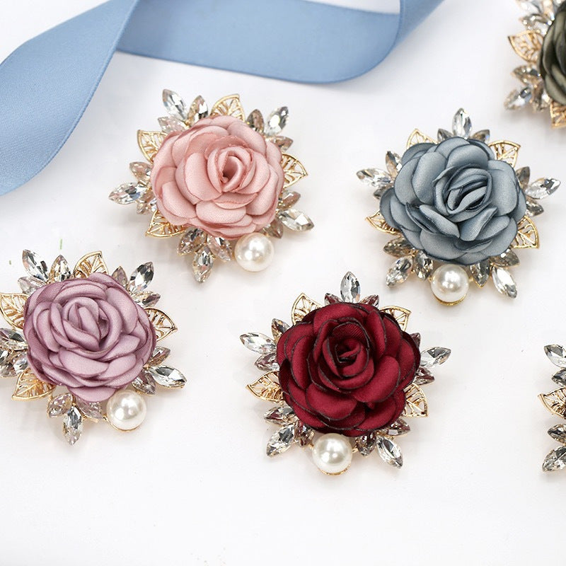 Stylish Fabric Flower Brooch Pins with Delicate Pearl Details - Unique Floral Lapel Pins for Men and Women - Perfect Wedding Party Accessory