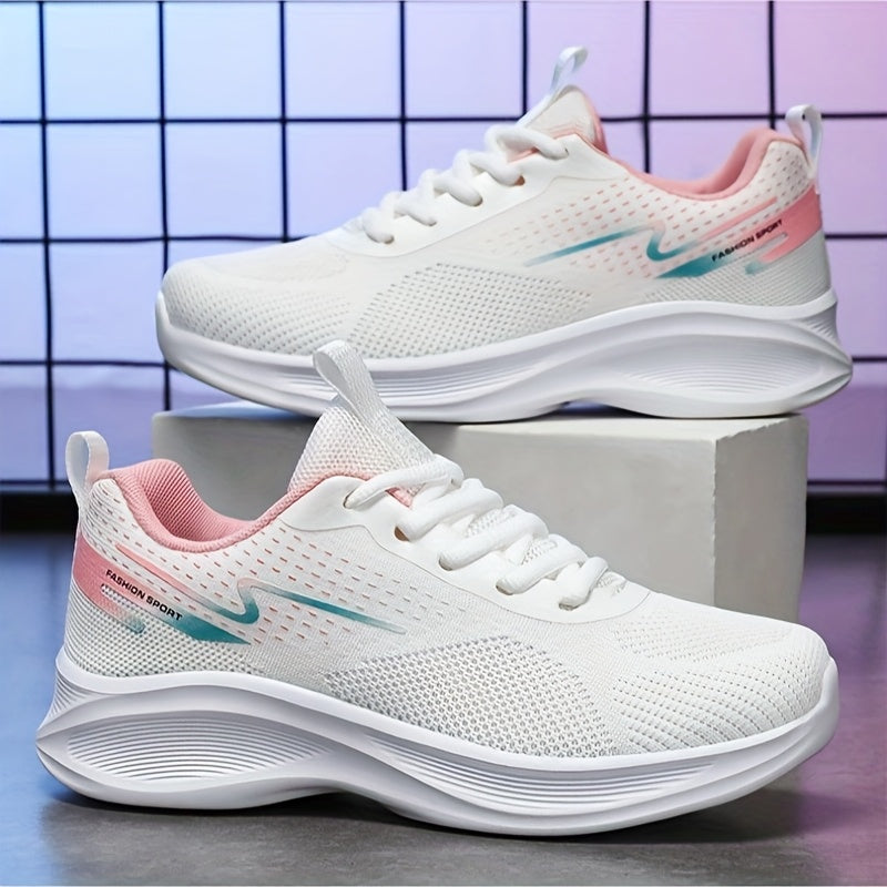 Mesh sneakers for women with breathable design, lightweight, comfortable lace-up, and anti-slip rubber sole, suitable for all seasons.