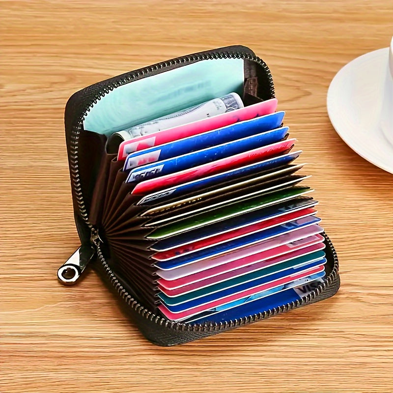 Men's casual card holder with zipper coin purse in PU leather