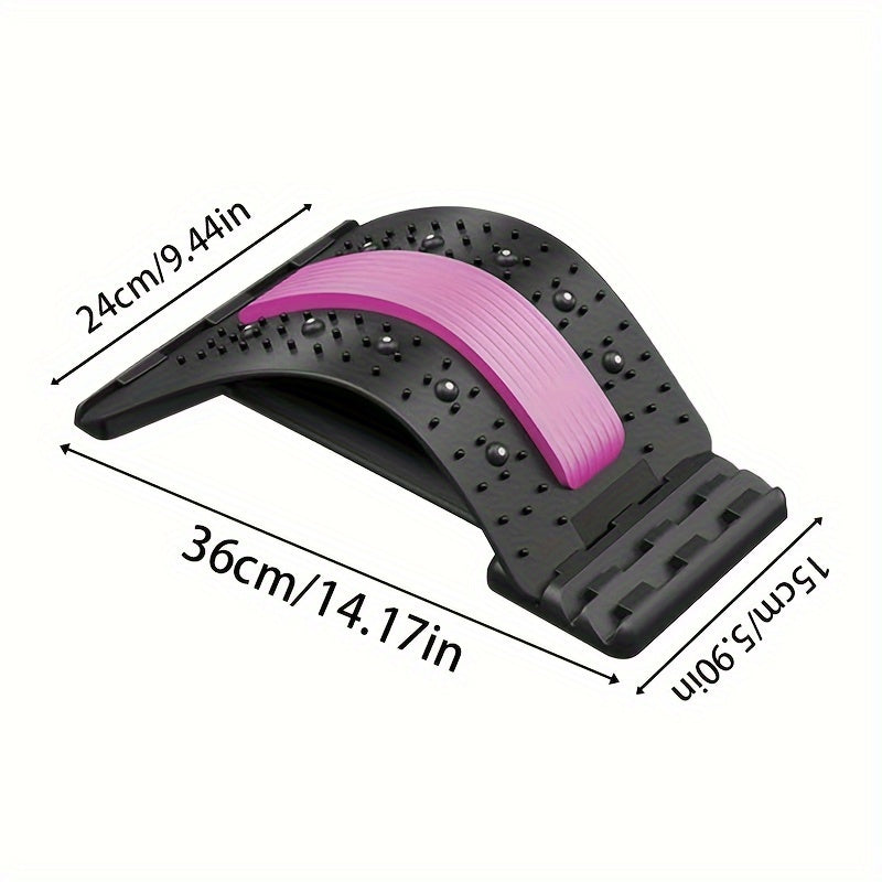 Adjustable lumbar spine relief back stretcher made of durable PP material for home fitness and relaxation.