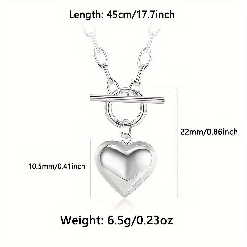 Retro hip-hop style women's pendant necklace featuring an OT buckle heart design. Made of 925 silver with a weight of 6.5g, this stylish necklace is perfect for daily wear or as a matching gift.