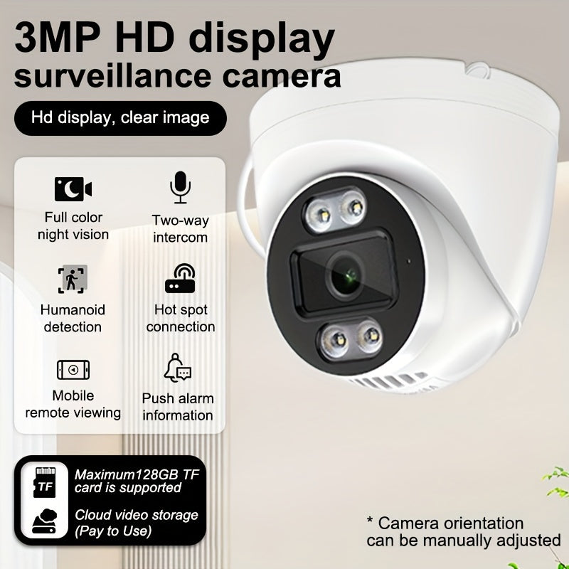 The QKH 3MP HD Dome Surveillance Camera is perfect for both indoor and outdoor home security. With its 1440p resolution, irregular shape, and 2-way audio capabilities, you can feel confident in the safety of your property. The camera also features night