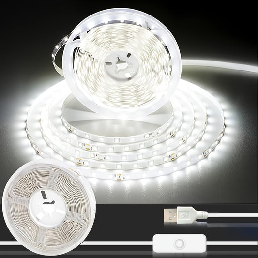 91.44cm-15.24m RGB LED Strip Lights, USB Powered with Built-in Switch, Warm/Cool White, Easy Installation for Bedroom, Closet, Kitchen Cabinet & DIY Home Lighting, LED Lights for Bedroom