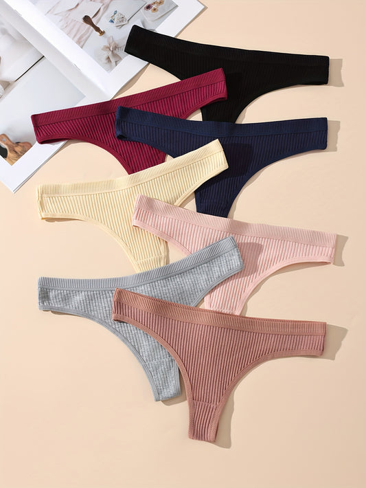 7 seamless thongs for women, sexy and breathable lingerie.