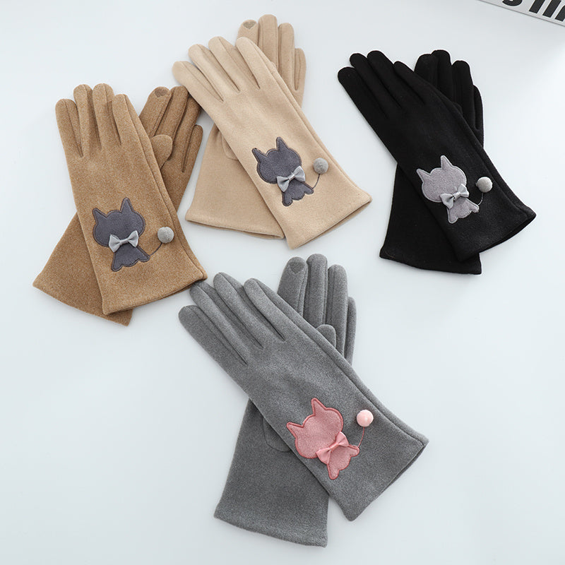 Cozy and Stylish Cat Embroidered Gloves for Women - Stay Warm and Chic in Winter