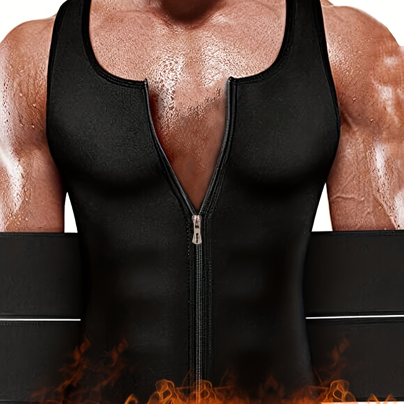 Men's neoprene sauna vest with double belt for intense sweating during sports or gym workouts.