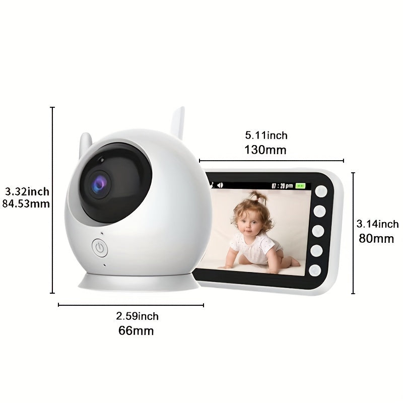 Monitor with built-in camera and audio features a high-definition 1080P 11.43 cm display. This video monitor also includes two-way talk, temperature display, and cry alarm functionality.