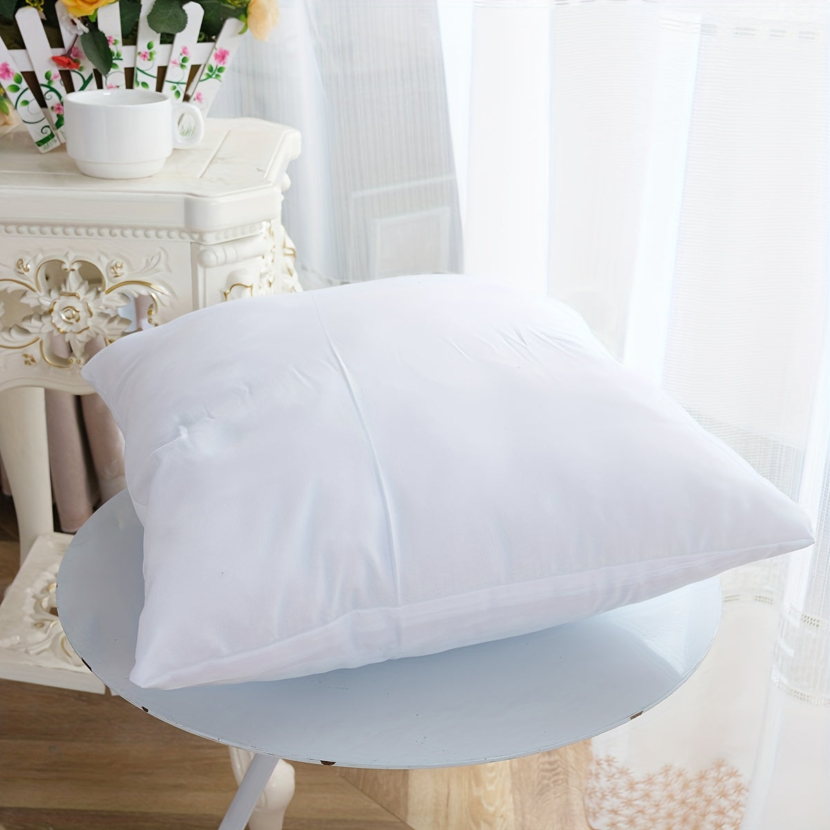 1pc White Fabric Throw Pillow Core, Soft and Fluffy, Ideal for Home Decor, Bed, Couch, Sofa, or Car Bedroom.