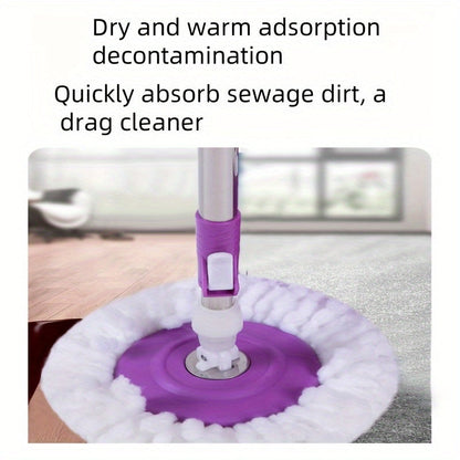 The Dual-Drive Spin Mop and Bucket Set is a hands-free swivel mop perfect for wet and dry cleaning. No electricity is needed, making it ideal for use in the living room, bedroom, toilet, kitchen, and for floor cleaning.