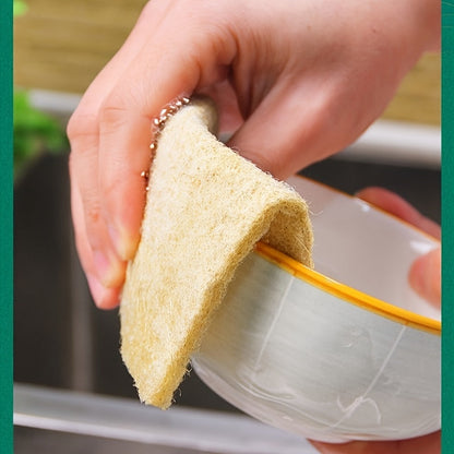 The Multifunctional Plant Fiber Scouring Pad Kit includes a Thickened Double-Sided Cleaning Sponge, Dishwashing Towel, and Brush Pot for use in the Kitchen, Bathroom, and Living Room. This kit features a Lightweight Rectangular Jute Weave design and