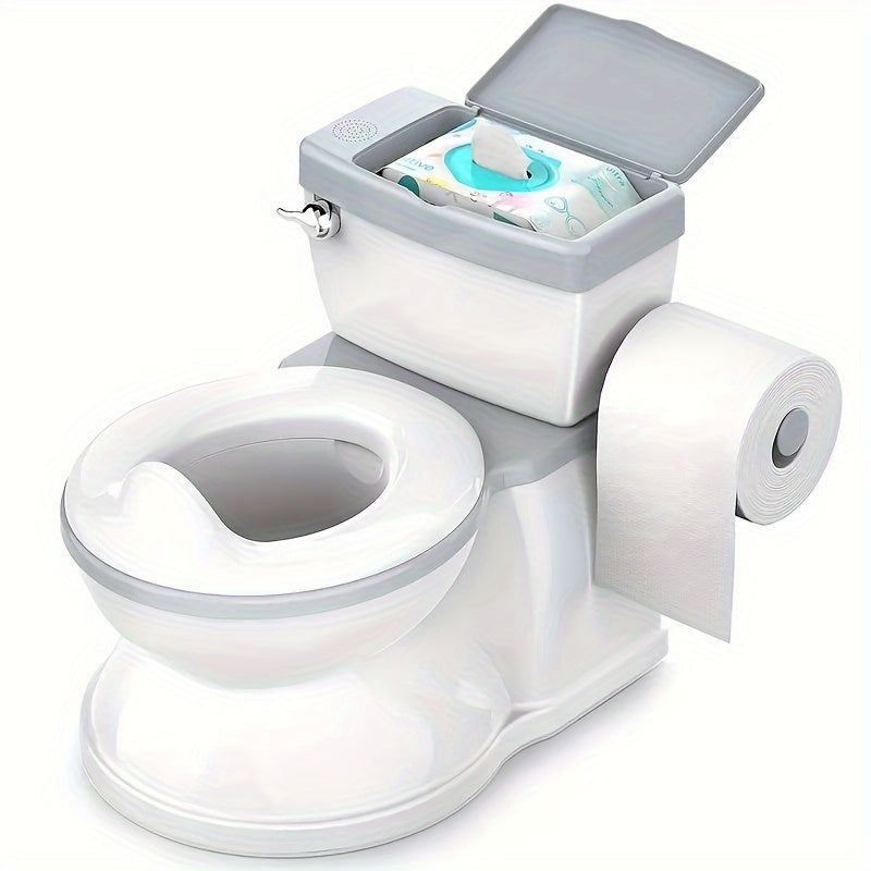 White Toilet Training Seat with Wipe Storage and Portable Potty Trainer for Ages 1-6, featuring an Easy-to-Clean Detachable Bowl and Realistic Design. Constructed from plastic material and manufactured in China.