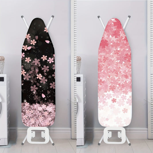 Elastic Edge Cherry Blossom Ironing Board Dust Cover with Hook-and-Loop Fasteners - Fits Standard Boards, Made of Polyester in Black/White and Pink/White Designs for Home Decor