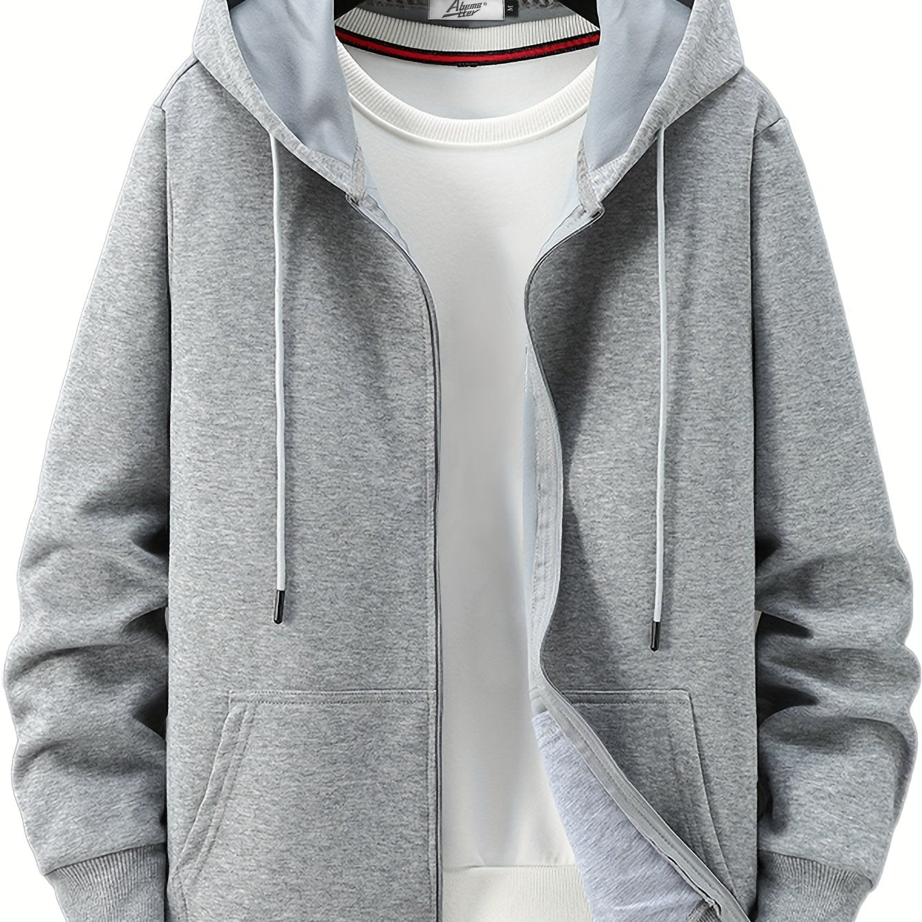 Men's Thin Solid Cotton Zipper Hooded Sweater Coat