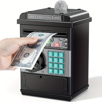 Youngsters ATM-Style Penny Bank with Scroll Paper Feature, Durable ABS Material, Black - Perfect Gift for Boys & Girls Ages 3+