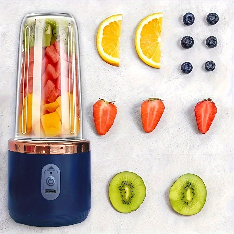 Portable 2-in-1 Juicer and Blender with USB Charging, Stainless Steel & Plastic, Rechargeable Lithium Battery - 1500mAh, Round Shape [Highly Rated Option]