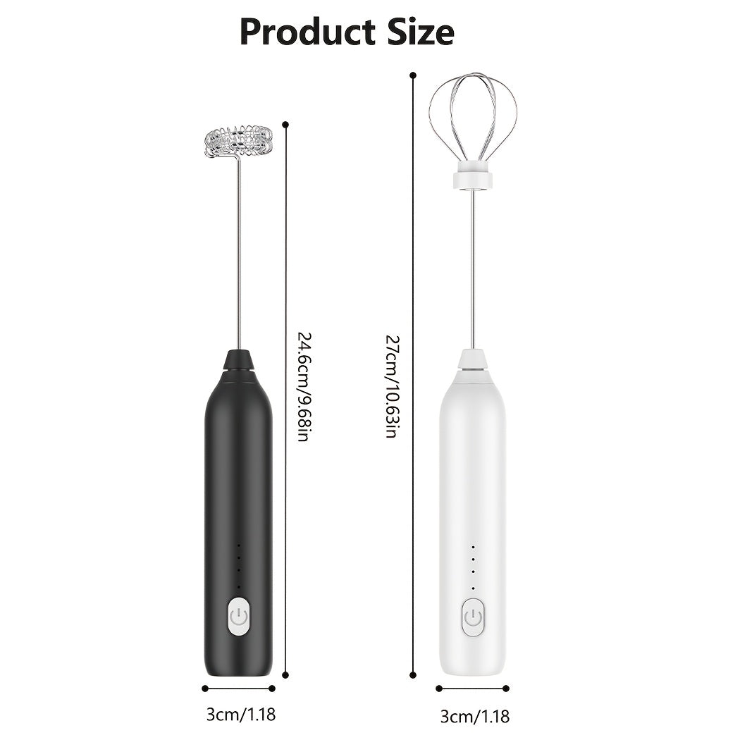 Портативный электрический вспениватель и миксер с перезаряжаемой батареей и венчиками из нержавеющей стали - регулируемые скорости для приготовления пены в кофе, матча, латте, капучино и горячем шоколаде