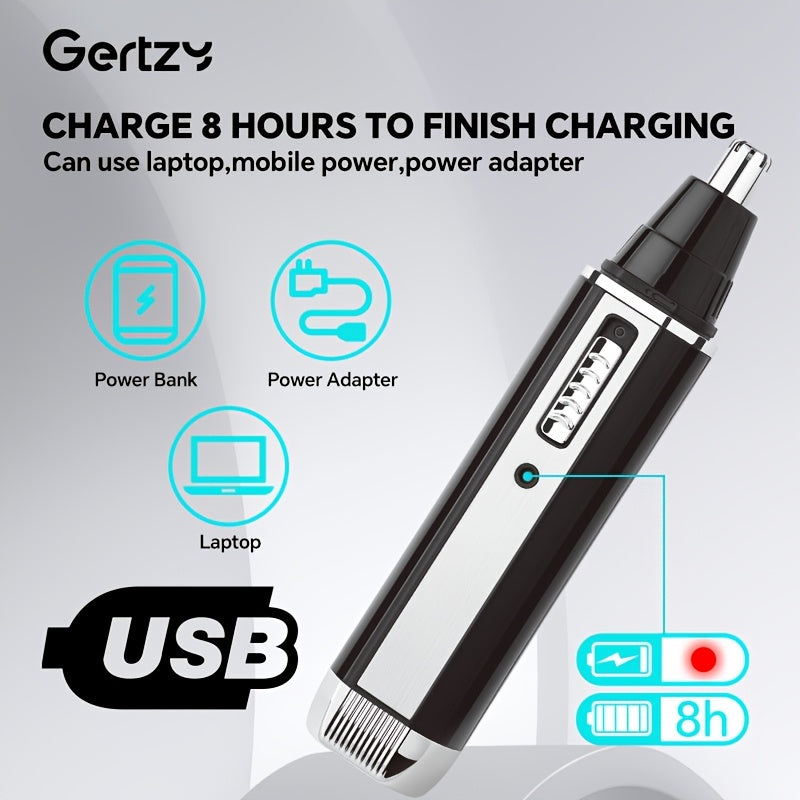 GERTZY 4-in-1 Men's Grooming Kit: USB rechargeable trimmer for nose, beard, eyebrows, and hair. LCD display, painless shaving, perfect gift. Stylish clippers with nickel-based battery.