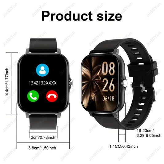 Full screen touch sports smartwatch for men and women, with wireless call/message reminder, multiple sport modes, phone answering/dialing, remote photo/music playback, sports log and