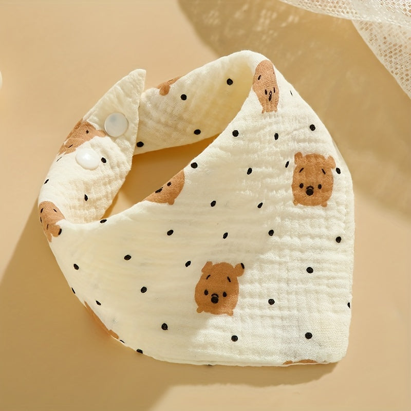 Bindi Monkey Set of 5 Soft and Gentle Kids Feeding Bibs - Adorable Cartoon Design with Snap Closure