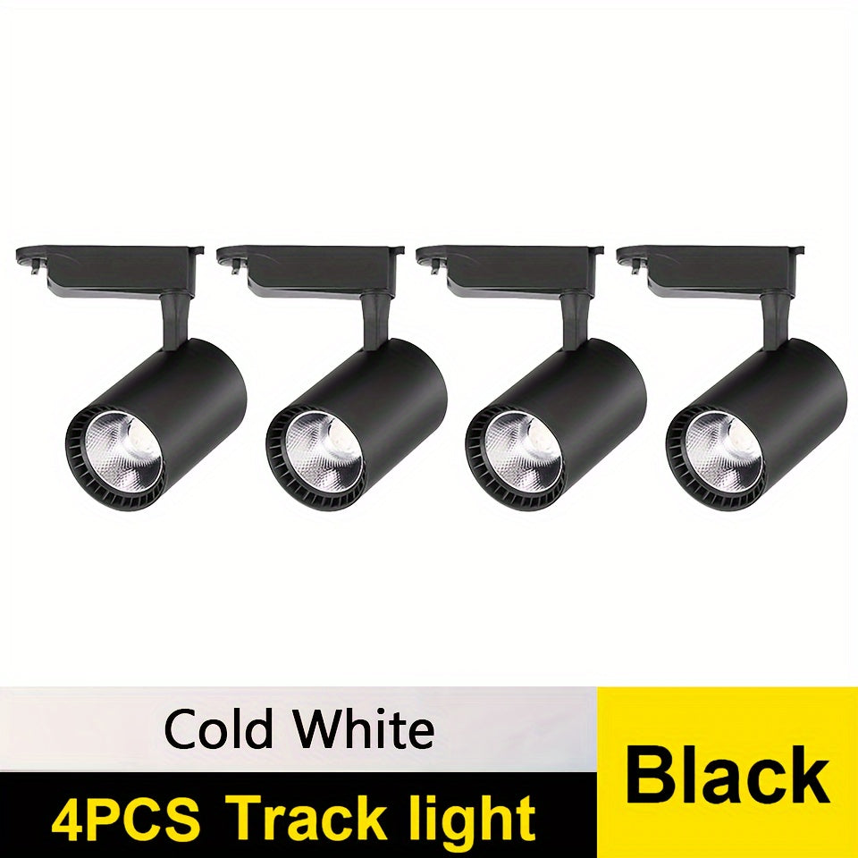 4-piece set of LED track lights in 12W, 20W, 30W, and 40W for store and home use.