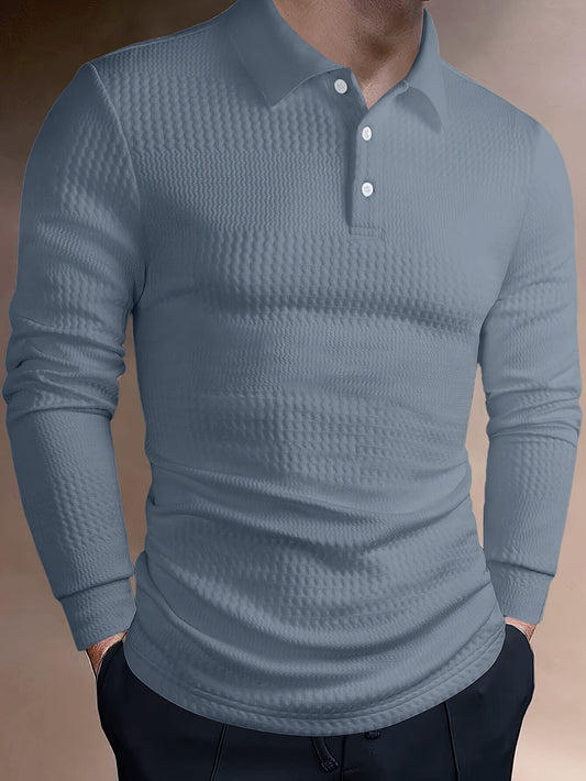 Men's Jacquard Short Sleeve Lapel T-shirt: Casual and slim fit for summer, can be given as a gift.