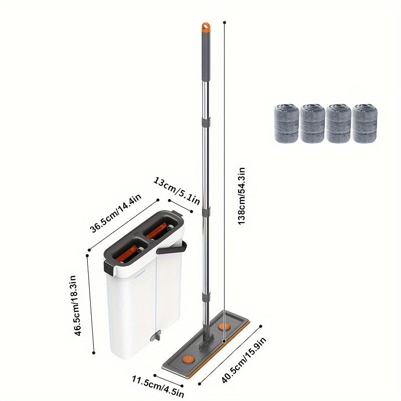 The Joybos Versatile Flat Mop and Bucket Set with Wringer is the perfect cleaning solution for floors, walls, patios, and cars. Made with stainless steel and plastic, this set includes 4 pads and requires no electricity.