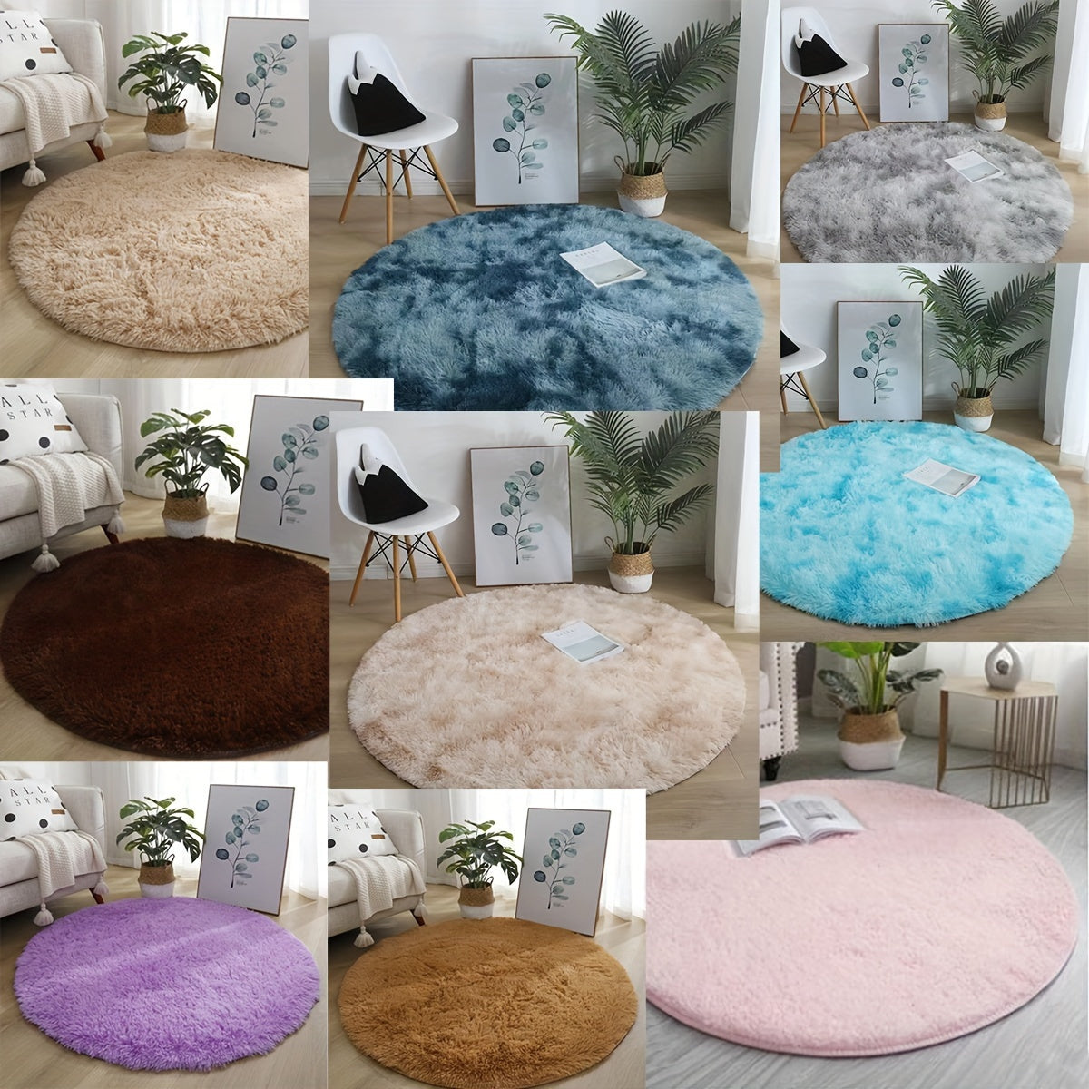 Soft and fluffy plush area rug with non-slip rubber backing, made of 100% polyester fiber. This machine washable rug features a round low pile, perfect for bedroom, living room, and indoor decor. Ideal for Christmas, Halloween, Thanksgiving, and