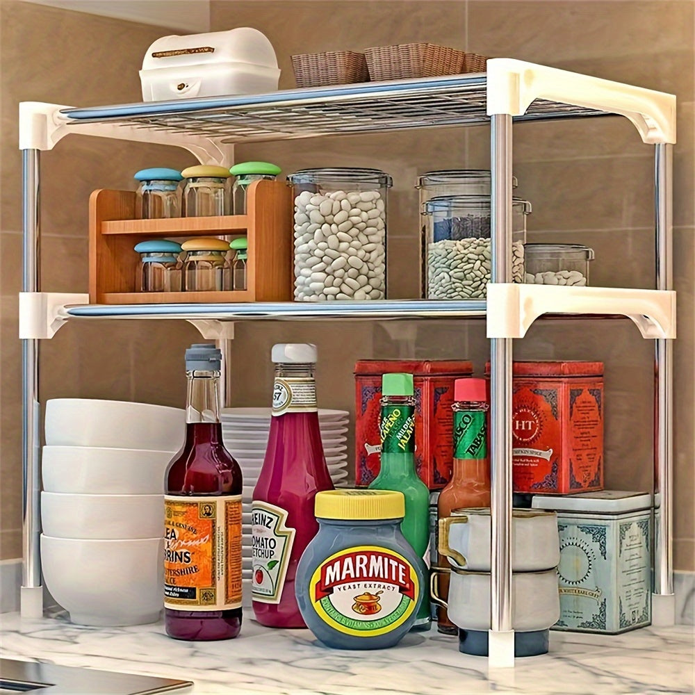 Sturdy Microwave Stand with Adjustable Size, Extra Storage, and Convenient Utensil Holder - Ideal for Organizing Your Kitchen