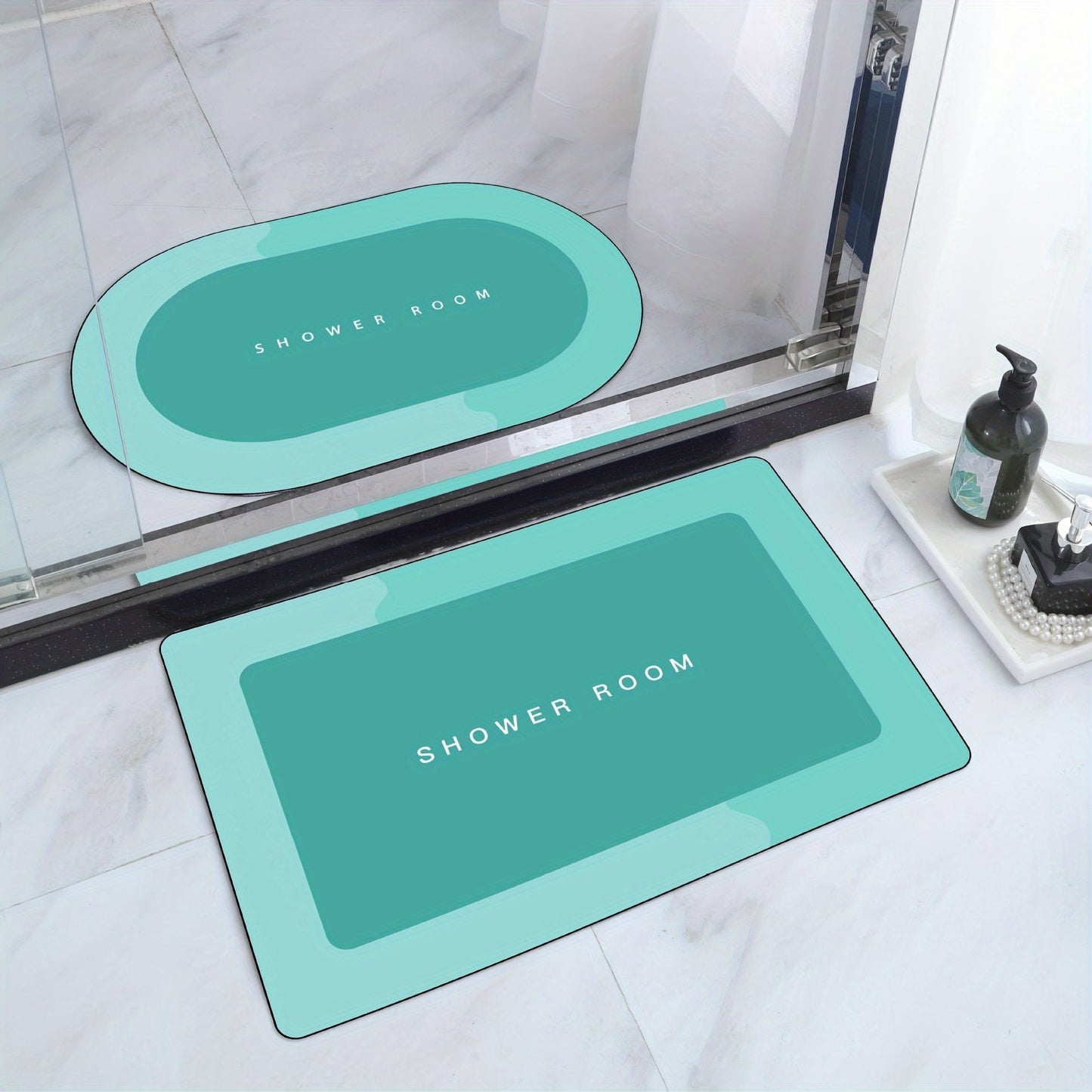 This set includes two velvet bath mats that are non-slip and quick-drying, perfect for use in the bathroom or shower room. Made from polyester, they are unscented and do not require electricity to function.