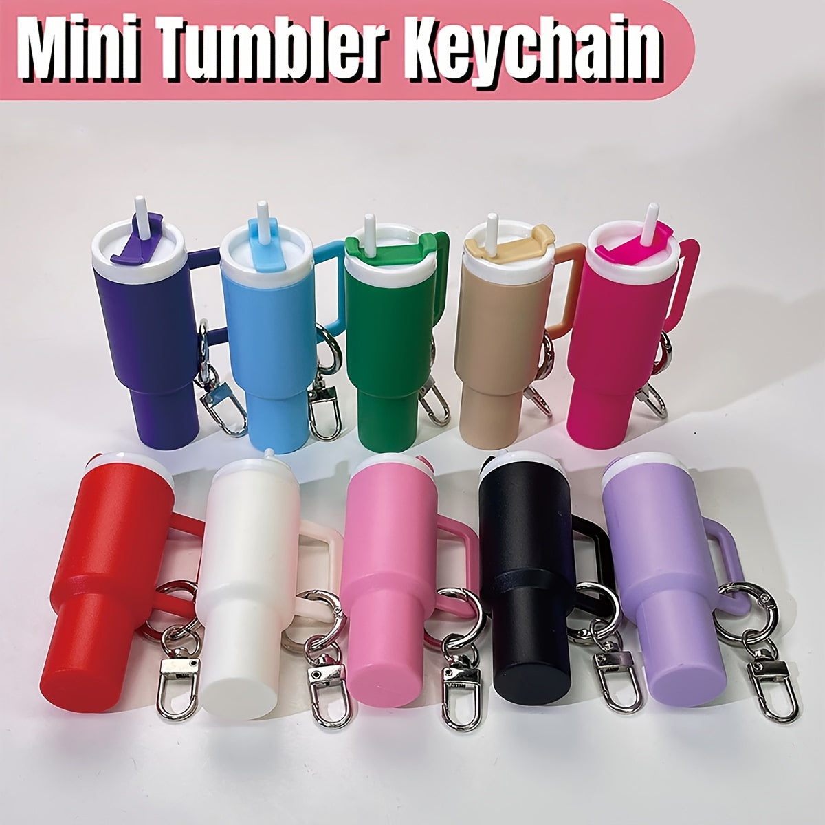 Set of Mini Nonpareil Drink Container Keychain includes 6 pieces out of a set of 10. Includes removable lipstick and lipgloss organizer. Made of funky PVC material, this keychain is ideal for backpacks and car keys. Perfect gift for friends and sports