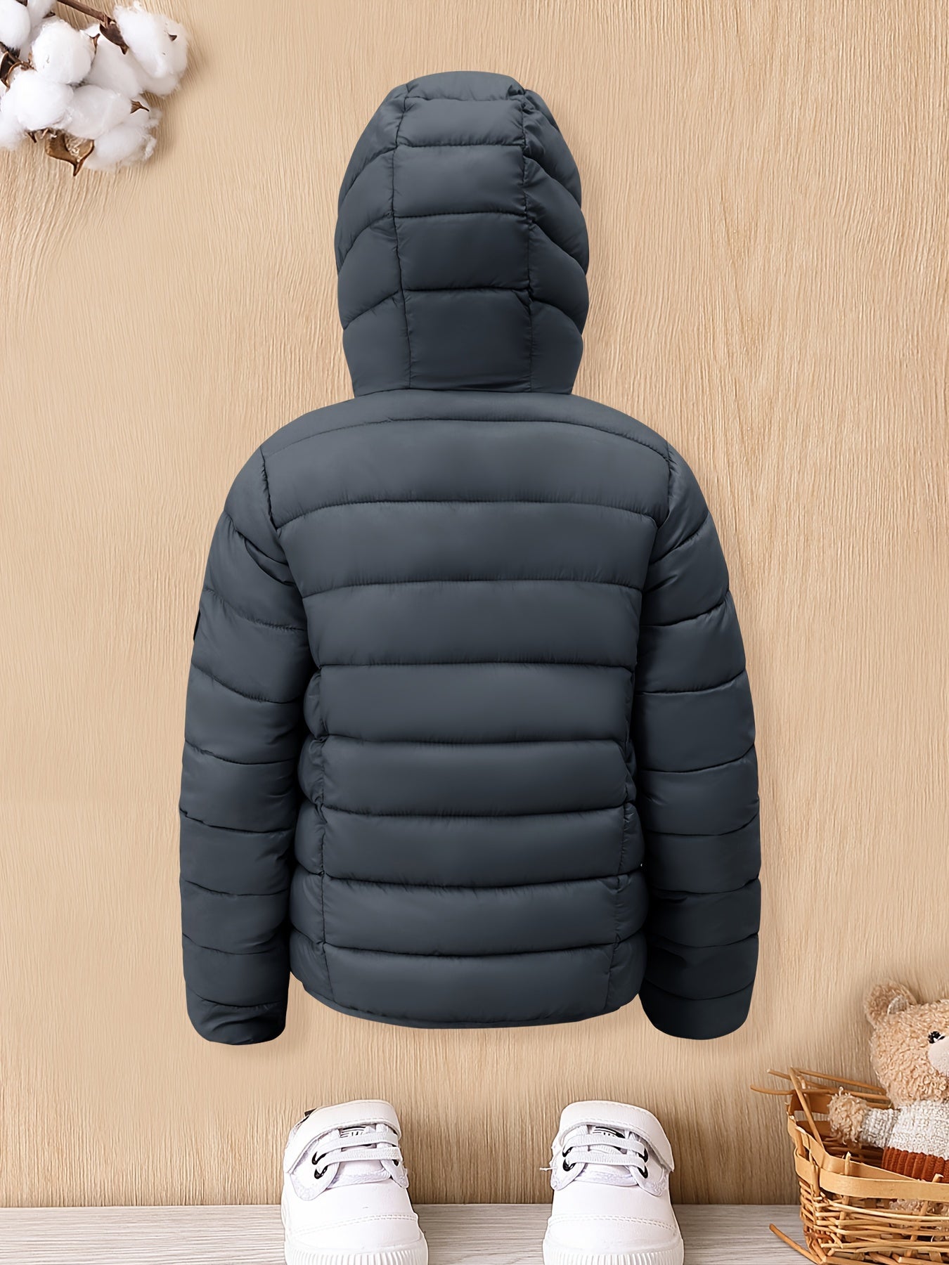 Boys' cozy hooded zip-up coat ideal for chilly weather.