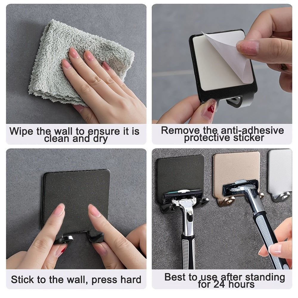 Punch-free razor holder made of space aluminum for bathroom storage