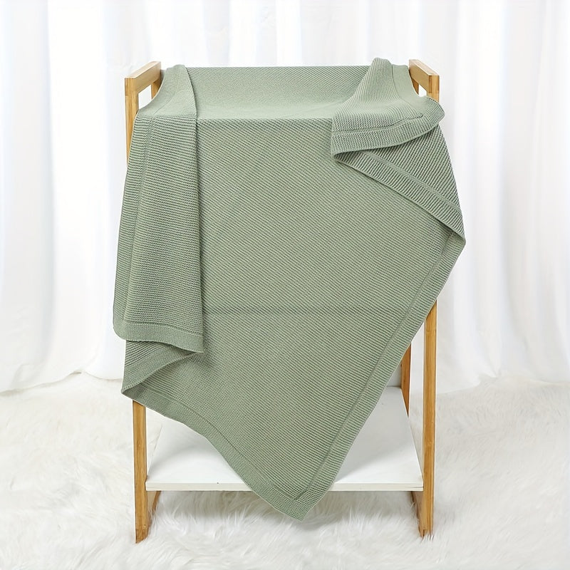 Versatile Knitted Baby Blanket in Solid Color, Ideal for Home, Travel, and Celebrations