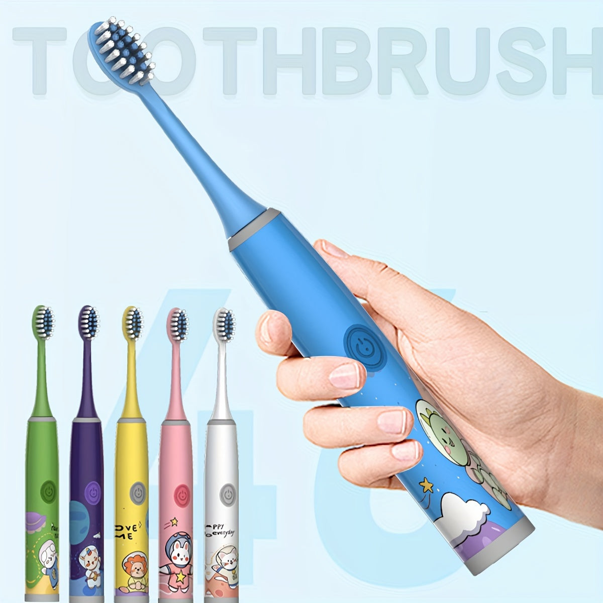 The New Space Series children's electric toothbrush set includes a battery-operated model with 3 to 6 brush heads, making it a perfect holiday gift for family and friends. Featuring soft